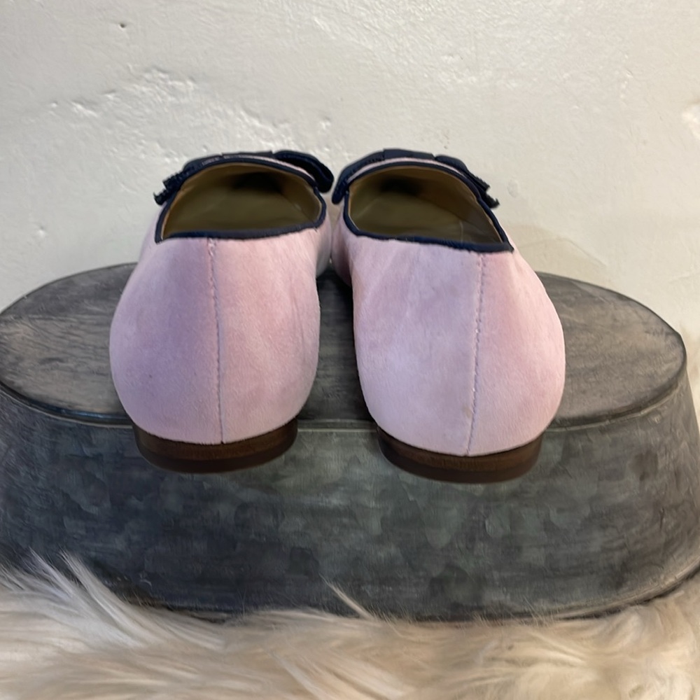 #0166 - NWOT Ann Taylor Suede Lavender Pointed Ziggy Flats with Bow Detail-7 - Picture 8 of 10